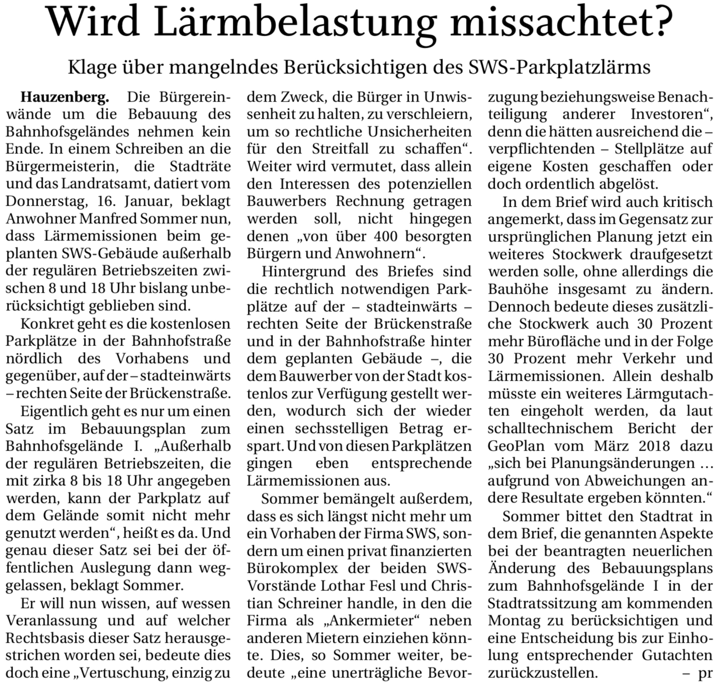 Wird Lärmbelastung missachtet?