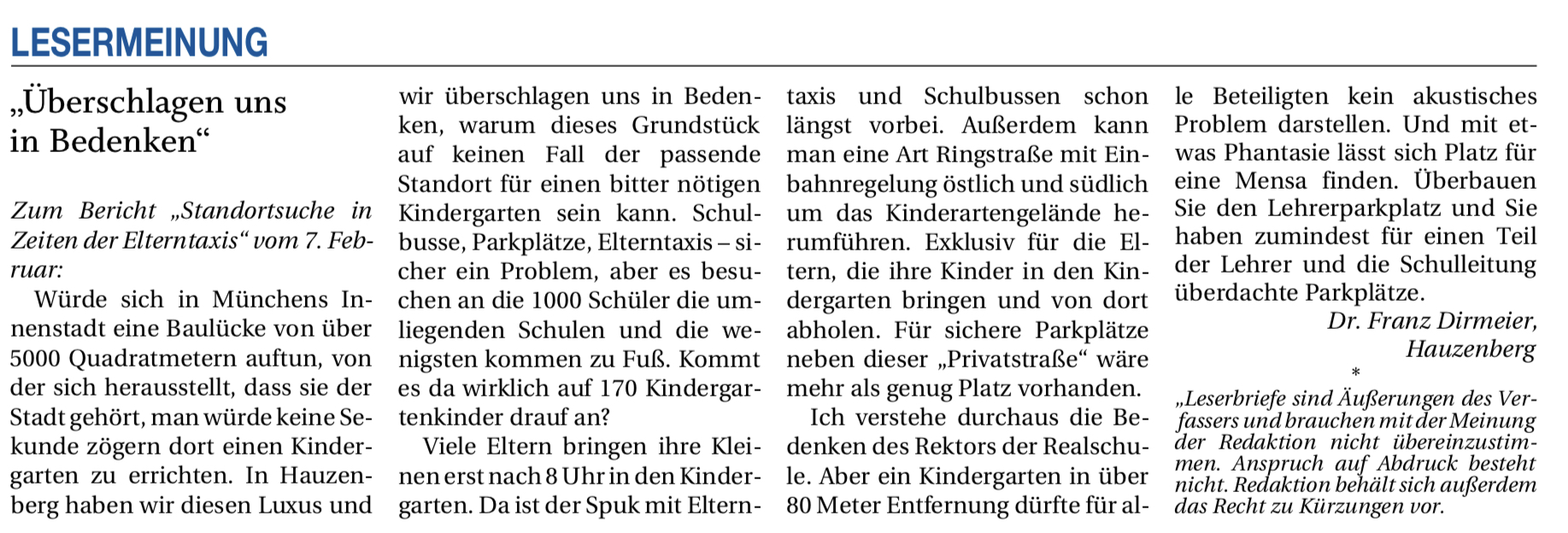 Kindergartenstandort – und wieder keine Entscheidung!