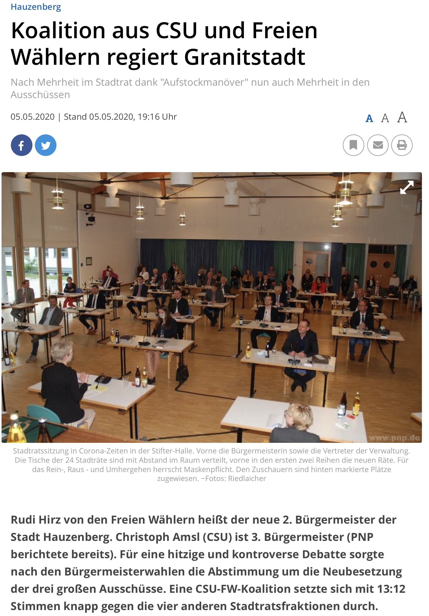 Koalition aus CSU und Freien Wählern regiert Granitstadt